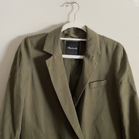 Madewell Womn XS Kale Green Oversized Drapeweave Caldwell Double-Breasted Blazer - Picture 8 of 14